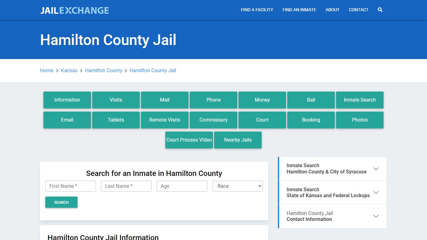 Hamilton County Jail Roster Lookup, KS, Inmate Search