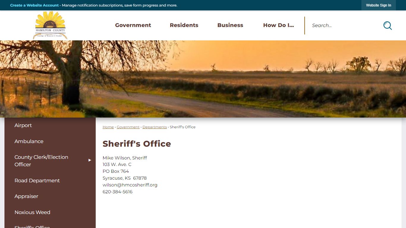 Sheriff's Office | Hamilton County, KS